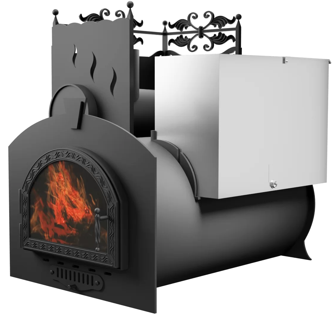 Печь Горыныч 3, каменка с левой стороны, средняя дверь со стеклом фото в Самаре