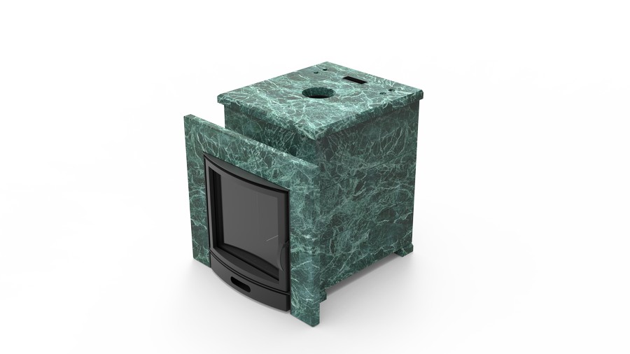 Печь в облицовке из натурального камня Genesis GN 500 облицовка закрытая плоская пироксенит-элит фото в Самаре