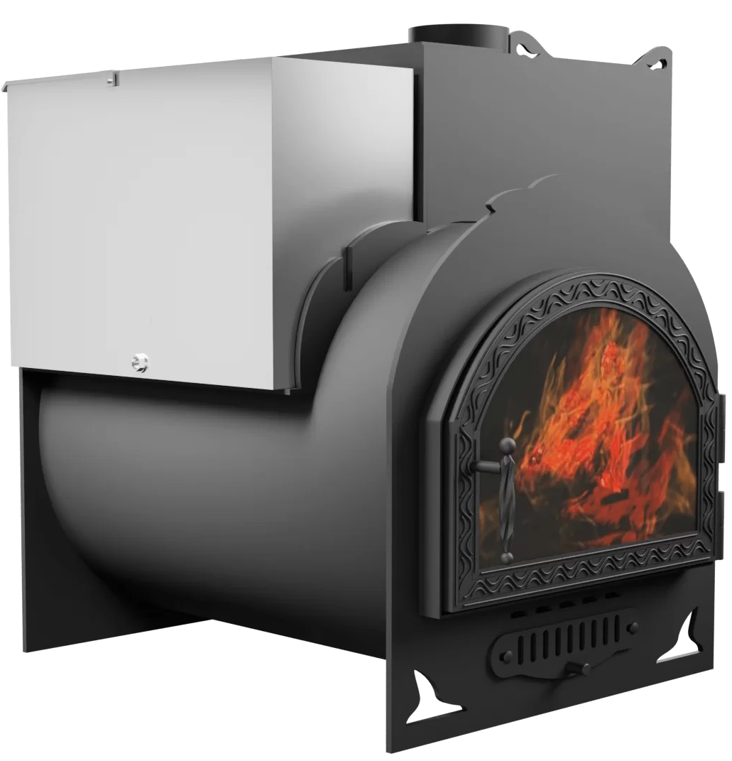 Печь Горыныч Мини, каменка с правой стороны, средняя дверь со стеклом фото в Самаре