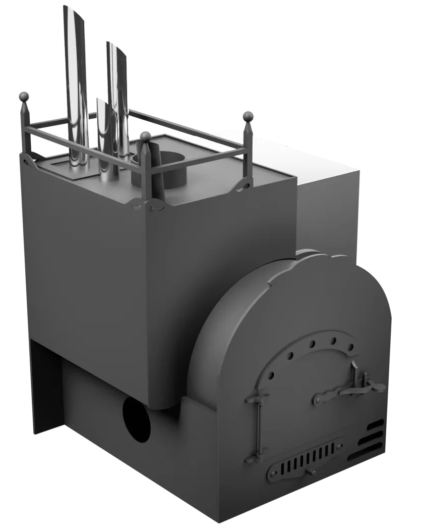 Печь Горыныч Мини, каменка закрытая с парогенератором с левой стороны, система воздушного отопления фото в Самаре
