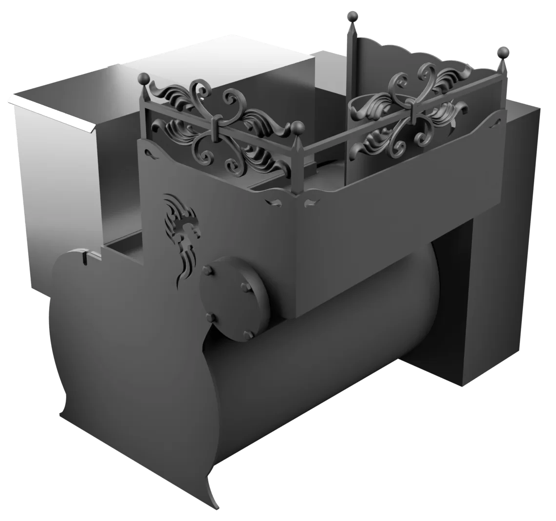 Печь Горыныч 3, каменка с левой стороны, малая дверь со стеклом, естественная система воздушного отопления фото в Самаре