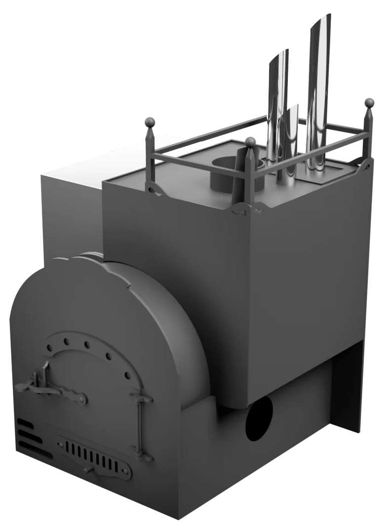 Печь Горыныч Мини, каменка закрытая с парогенератором с правой стороны, система воздушного отопления фото в Самаре