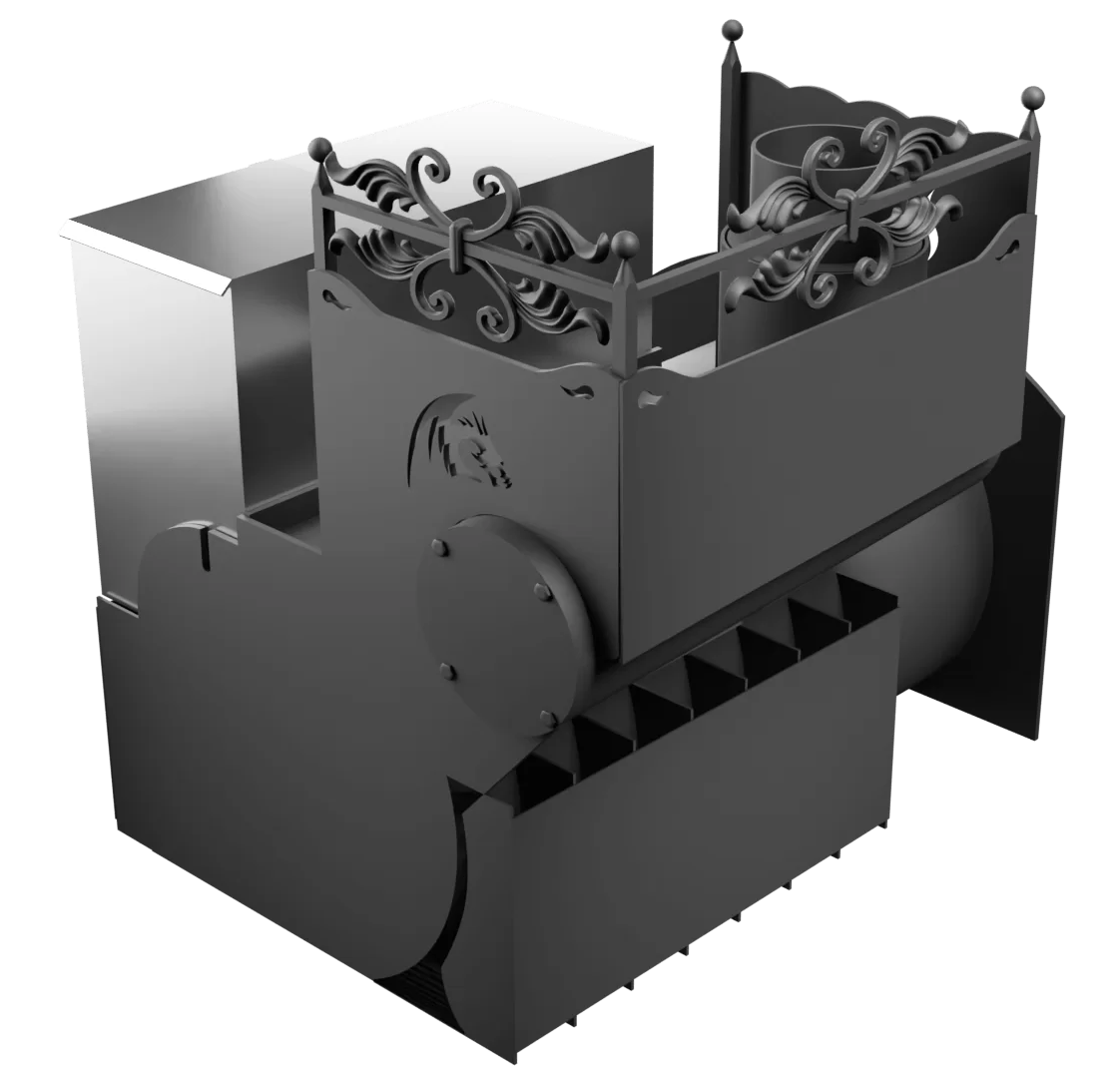 Печь Горыныч 3 с конвекцией, каменка с левой стороны, большая дверь со стеклом фото в Самаре