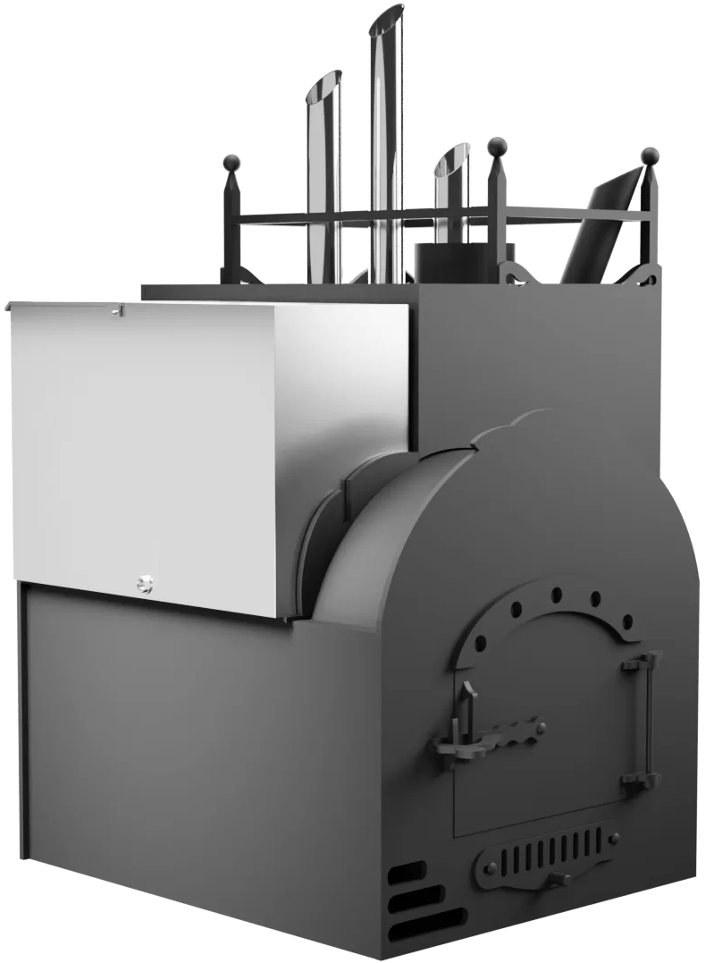 Печь Горыныч Мини, каменка закрытая с парогенератором с правой стороны, система воздушного отопления фото в Самаре