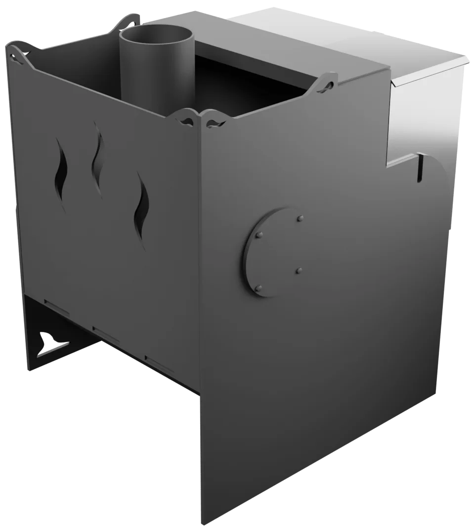 Печь Горыныч Мини, каменка с правой стороны, средняя дверь со стеклом фото в Самаре