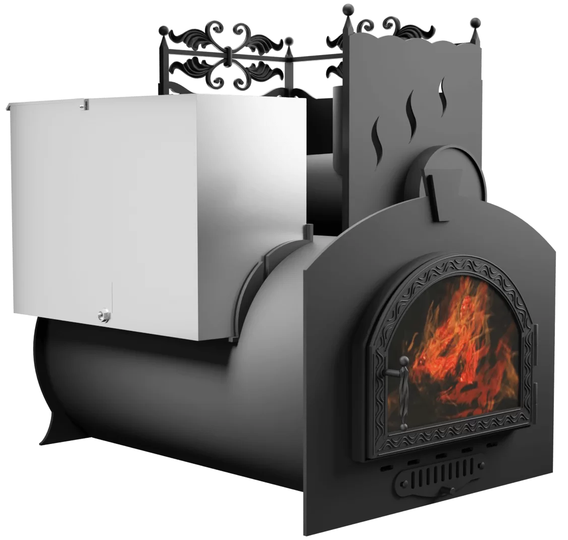 Печь Горыныч 3, каменка с правой стороны, средняя дверь со стеклом фото в Самаре