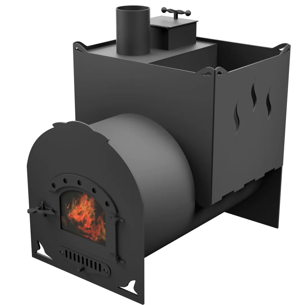 Печь Горыныч Мини, двойная каменка, малая дверь со стеклом фото в Самаре