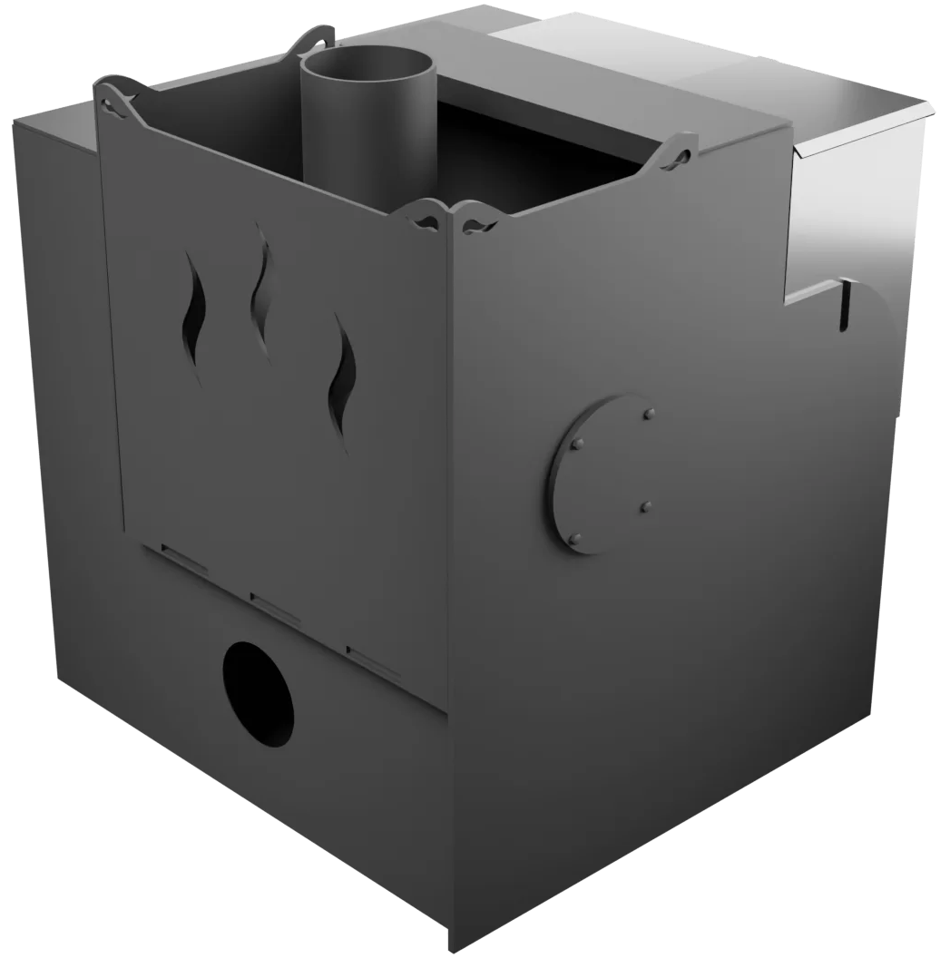 Печь Горыныч Мини, каменка с правой стороны, малое стекло, система воздушного отопления с порталом фото в Самаре