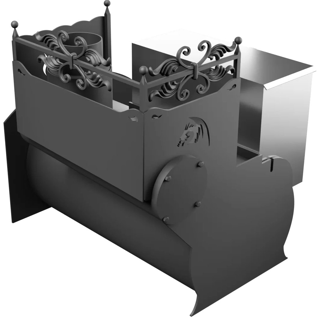 Печь Горыныч 3, каменка с правой стороны, средняя дверь со стеклом фото в Самаре