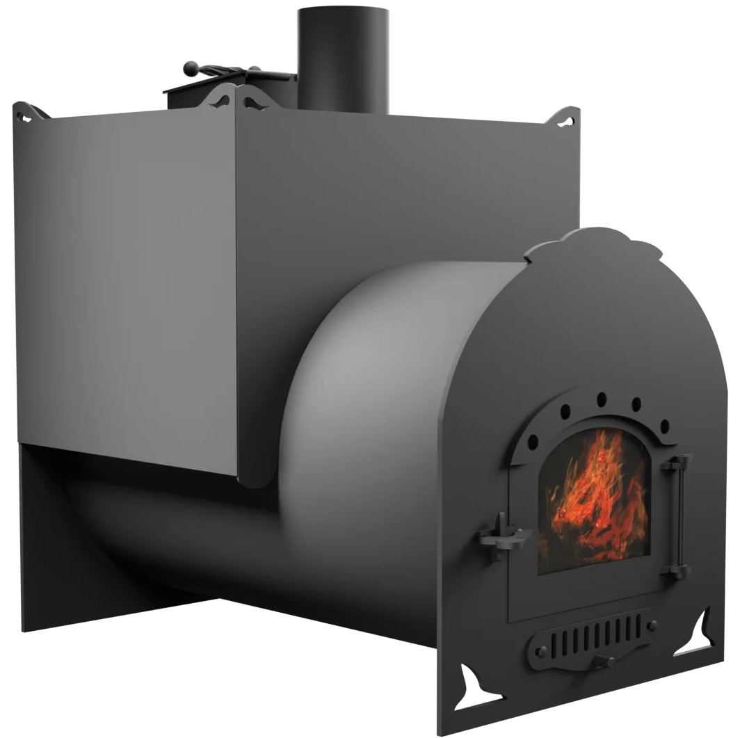 Печь Горыныч Мини, двойная каменка закрытая, малая дверь со стеклом фото в Самаре