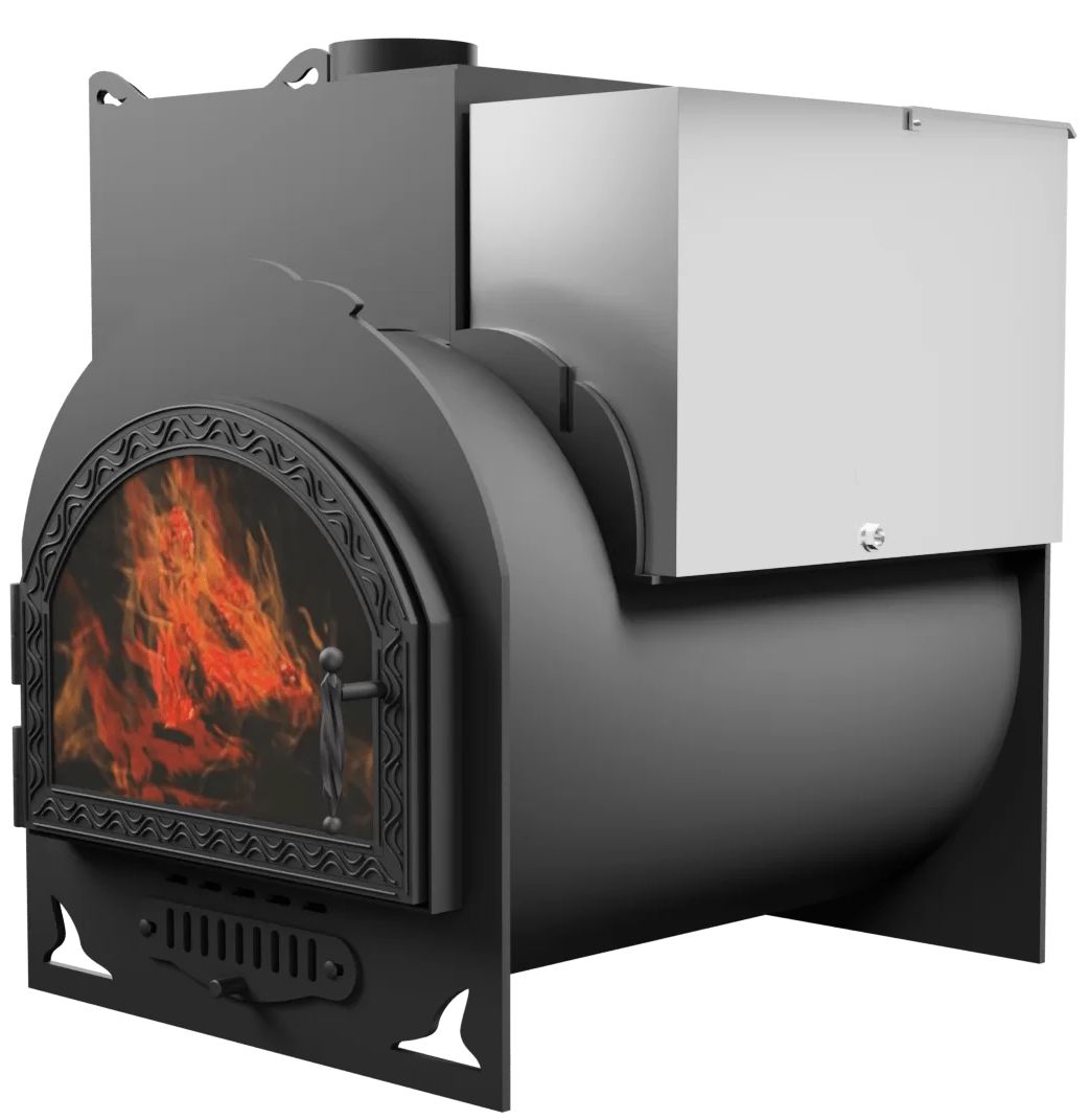 Печь Горыныч Мини, каменка с левой стороны, средняя дверь со стеклом фото в Самаре