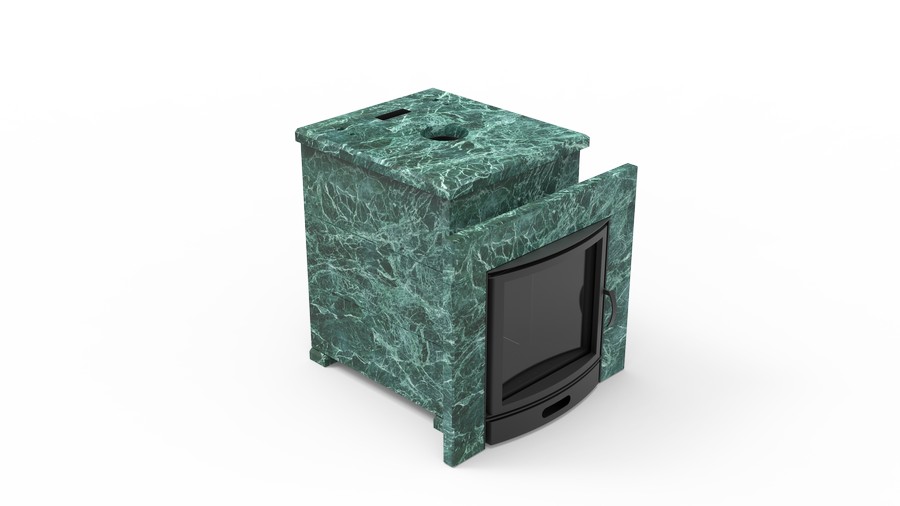 Печь в облицовке из натурального камня Genesis GN 500 облицовка закрытая плоская пироксенит-элит фото в Самаре