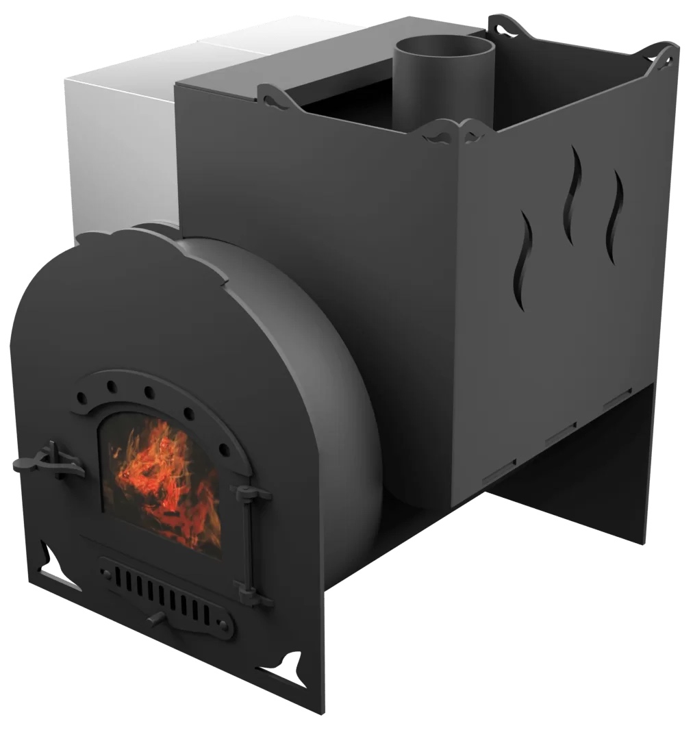 Печь Горыныч Мини, каменка с правой стороны, дверь малая со стеклом фото в Самаре