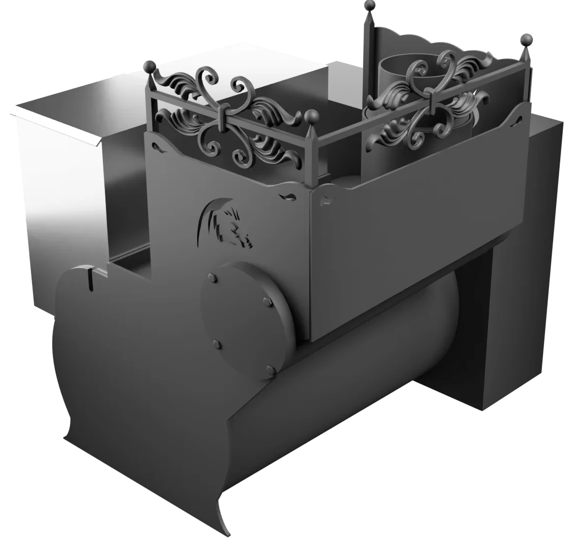 Печь Горыныч 3, каменка с левой стороны, большая дверь со стеклом, естественная система воздушного отопления фото в Самаре