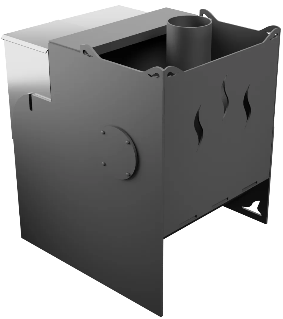 Печь Горыныч Мини, каменка с левой стороны, средняя дверь со стеклом фото в Самаре