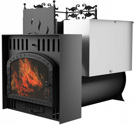 Печь Горыныч 3, каменка с левой стороны, большая дверь со стеклом, естественная система воздушного отопления фото в Самаре