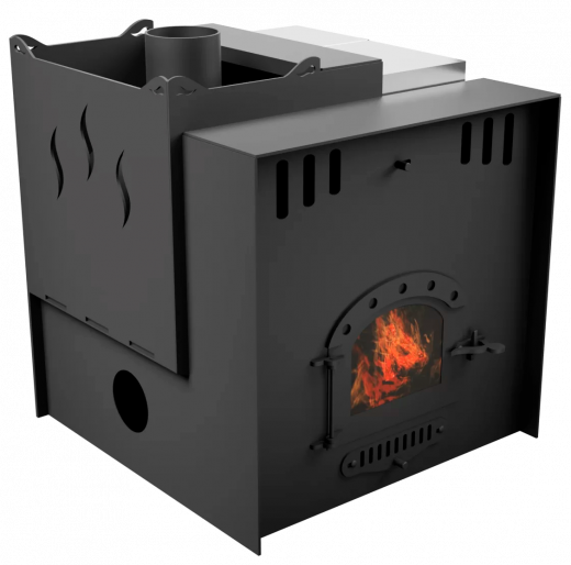 Печь Горыныч Мини, каменка с левой стороны, малое стекло, система воздушного отопления с порталом фото в Самаре