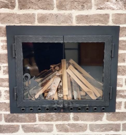 Каминная дверь 600×600 мм с обдувом фото в Самаре