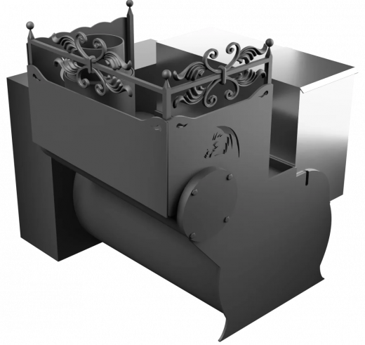 Печь Горыныч 3, каменка с правой стороны, большая дверь со стеклом, естественная система воздушного отопления фото в Самаре