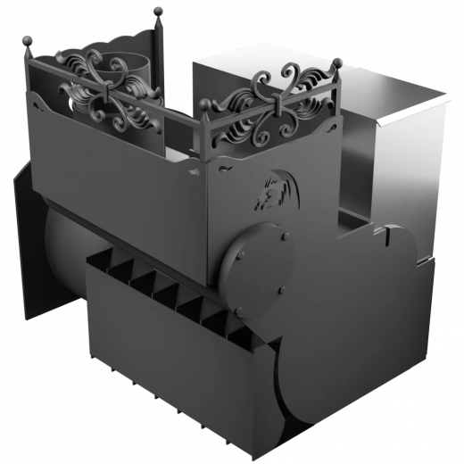 Печь Горыныч 3 с конвекцией, каменка с правой стороны, большая дверь со стеклом фото в Самаре