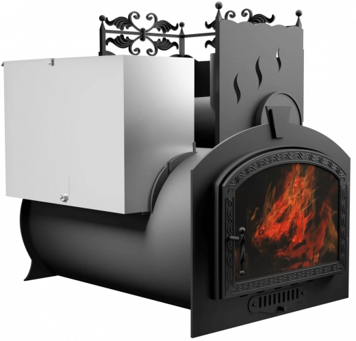 Печь Горыныч 3, каменка с правой стороны, большая дверь со стеклом фото в Самаре