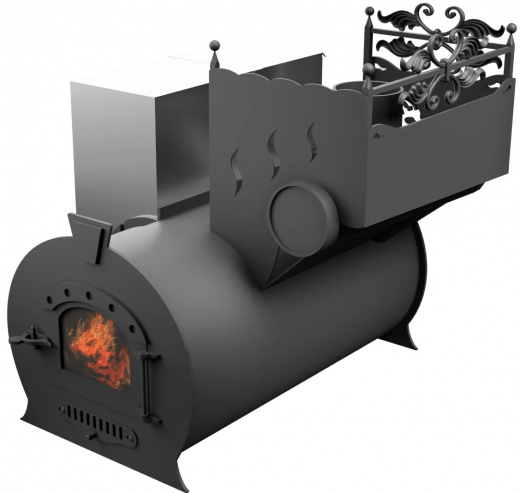 Печь Горыныч 3, каменка с правой стороны, малая дверь со стеклом фото в Самаре