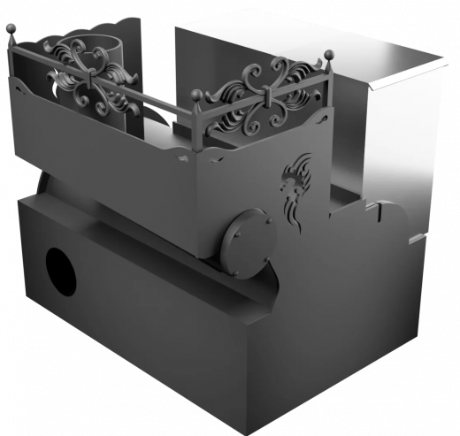 Печь Горыныч 3, каменка с правой стороны, малая дверь со стеклом, система воздушного отопления фото в Самаре