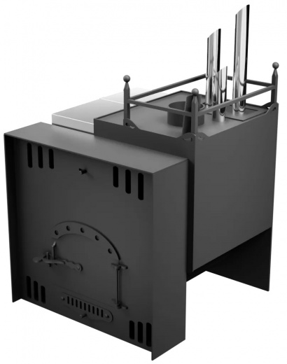 Печь Горыныч Мини, каменка закрытая с парогенератором с правой стороны, естественная система воздушного отопления фото в Самаре