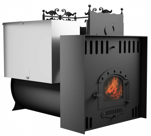 Печь Горыныч 3, каменка с правой стороны, малая дверь со стеклом, естественная система воздушного отопления фото в Самаре