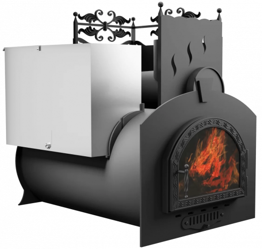 Печь Горыныч 3, каменка с правой стороны, средняя дверь со стеклом фото в Самаре