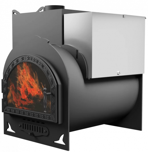 Печь Горыныч Мини, каменка с левой стороны, средняя дверь со стеклом фото в Самаре