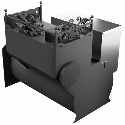 Печь Горыныч 3, каменка закрытая с правой стороны, большая дверь со стеклом фото в Самаре
