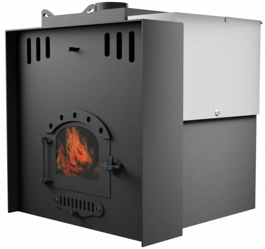 Печь Горыныч Мини, каменка с левой стороны, малое стекло, система воздушного отопления с порталом фото в Самаре