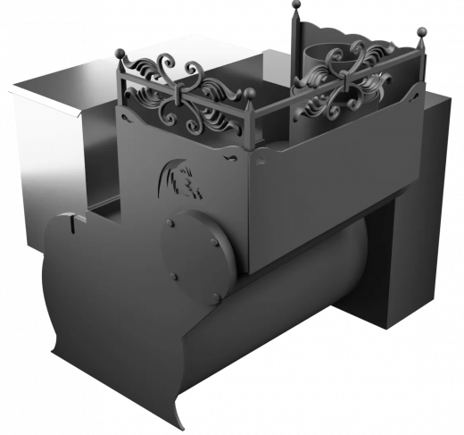 Печь Горыныч 3, каменка с левой стороны, большая дверь со стеклом, естественная система воздушного отопления фото в Самаре