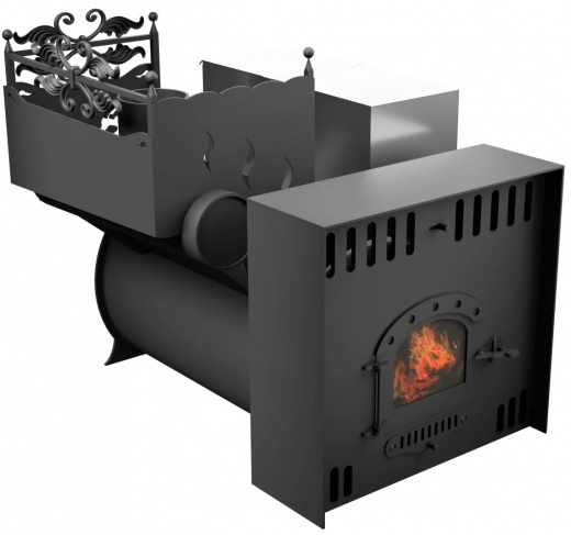 Печь Горыныч 3, каменка с левой стороны, малая дверь со стеклом, естественная система воздушного отопления фото в Самаре