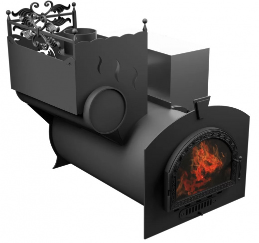 Печь Горыныч 3, каменка с левой стороны, средняя дверь со стеклом фото в Самаре